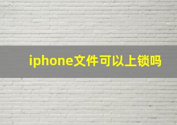 iphone文件可以上锁吗