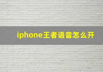 iphone王者语音怎么开