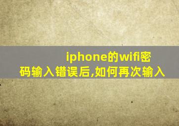 iphone的wifi密码输入错误后,如何再次输入