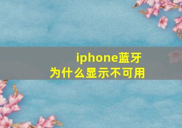 iphone蓝牙为什么显示不可用