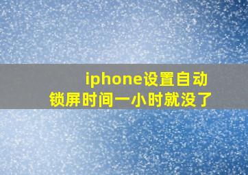 iphone设置自动锁屏时间一小时就没了