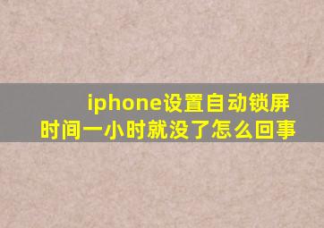 iphone设置自动锁屏时间一小时就没了怎么回事