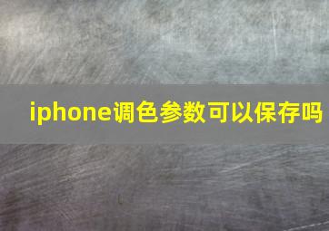 iphone调色参数可以保存吗