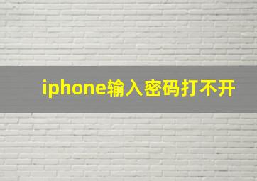 iphone输入密码打不开