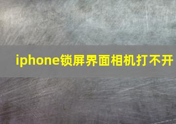 iphone锁屏界面相机打不开