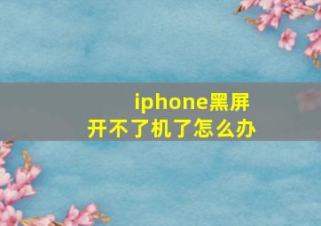 iphone黑屏开不了机了怎么办