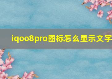 iqoo8pro图标怎么显示文字