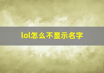 lol怎么不显示名字