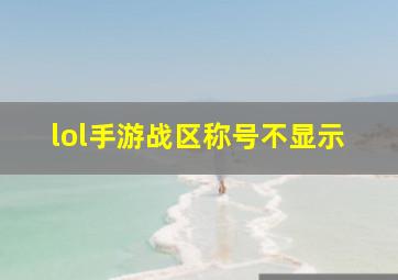 lol手游战区称号不显示