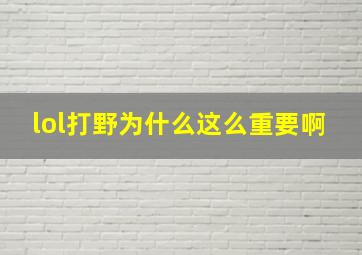 lol打野为什么这么重要啊