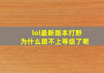 lol最新版本打野为什么跟不上等级了呢