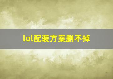 lol配装方案删不掉