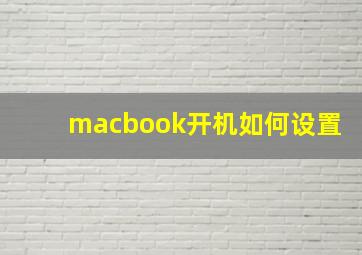 macbook开机如何设置