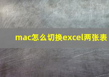 mac怎么切换excel两张表