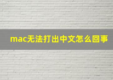 mac无法打出中文怎么回事