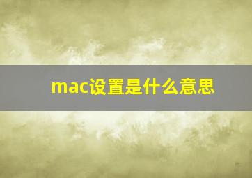 mac设置是什么意思