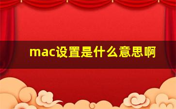 mac设置是什么意思啊