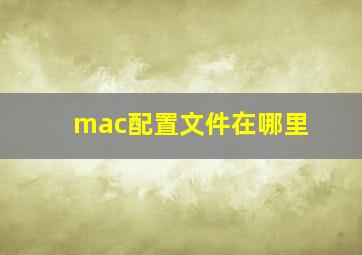 mac配置文件在哪里