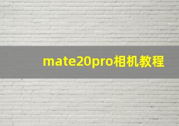 mate20pro相机教程