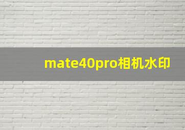 mate40pro相机水印