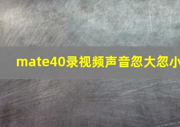 mate40录视频声音忽大忽小