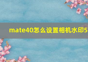 mate40怎么设置相机水印5g