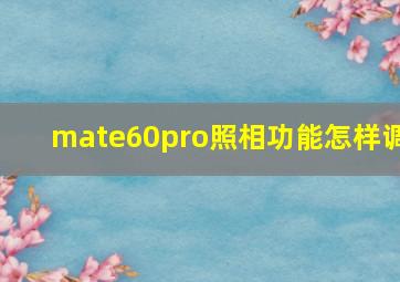 mate60pro照相功能怎样调