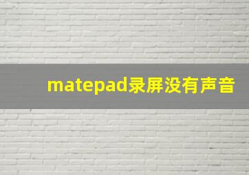 matepad录屏没有声音