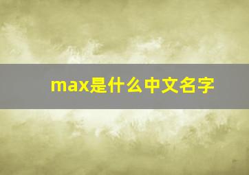 max是什么中文名字