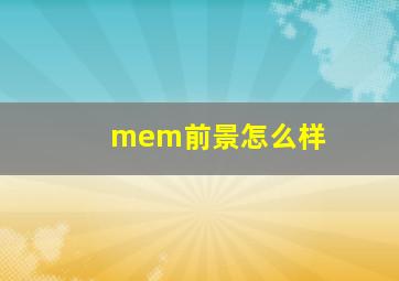 mem前景怎么样