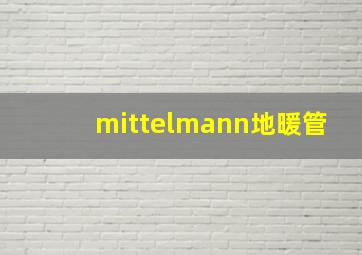 mittelmann地暖管