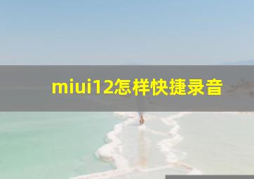 miui12怎样快捷录音