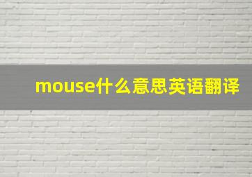 mouse什么意思英语翻译