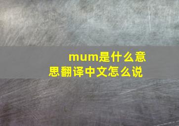 mum是什么意思翻译中文怎么说