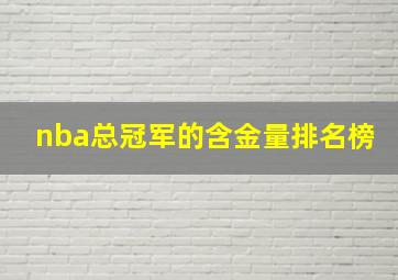 nba总冠军的含金量排名榜