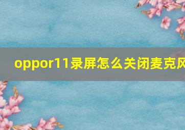 oppor11录屏怎么关闭麦克风