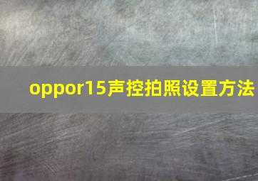 oppor15声控拍照设置方法