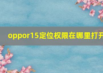 oppor15定位权限在哪里打开