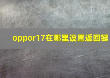 oppor17在哪里设置返回键