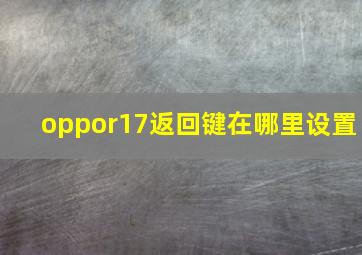 oppor17返回键在哪里设置