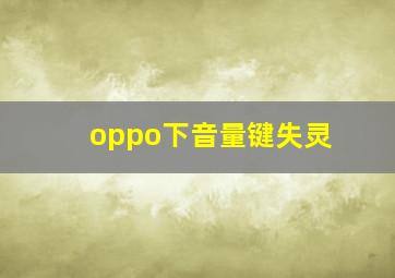 oppo下音量键失灵