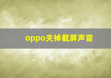 oppo关掉截屏声音