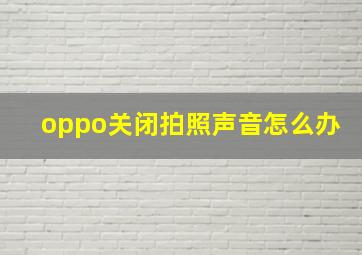 oppo关闭拍照声音怎么办