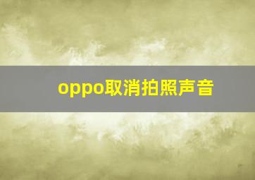 oppo取消拍照声音