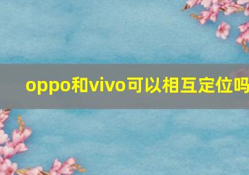 oppo和vivo可以相互定位吗