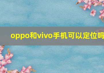 oppo和vivo手机可以定位吗