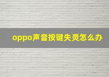 oppo声音按键失灵怎么办