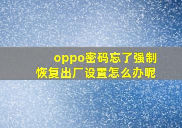 oppo密码忘了强制恢复出厂设置怎么办呢