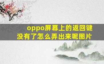 oppo屏幕上的返回键没有了怎么弄出来呢图片