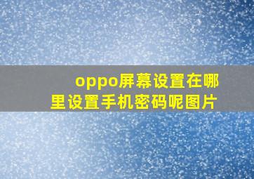 oppo屏幕设置在哪里设置手机密码呢图片